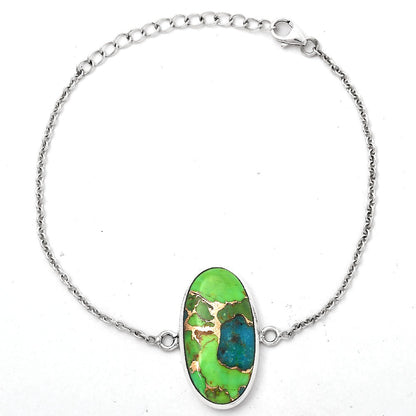 Blue Turquoise In Green Mohave - USA Bracelet B-1023 SDB2738