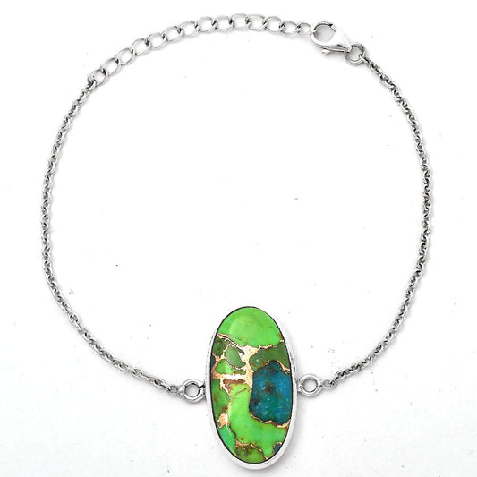 Blue Turquoise In Green Mohave - USA Bracelet B-1023 SDB2738