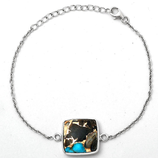 Natural Shell In Black Blue Turquoise Bracelet B-1023 SDB2761