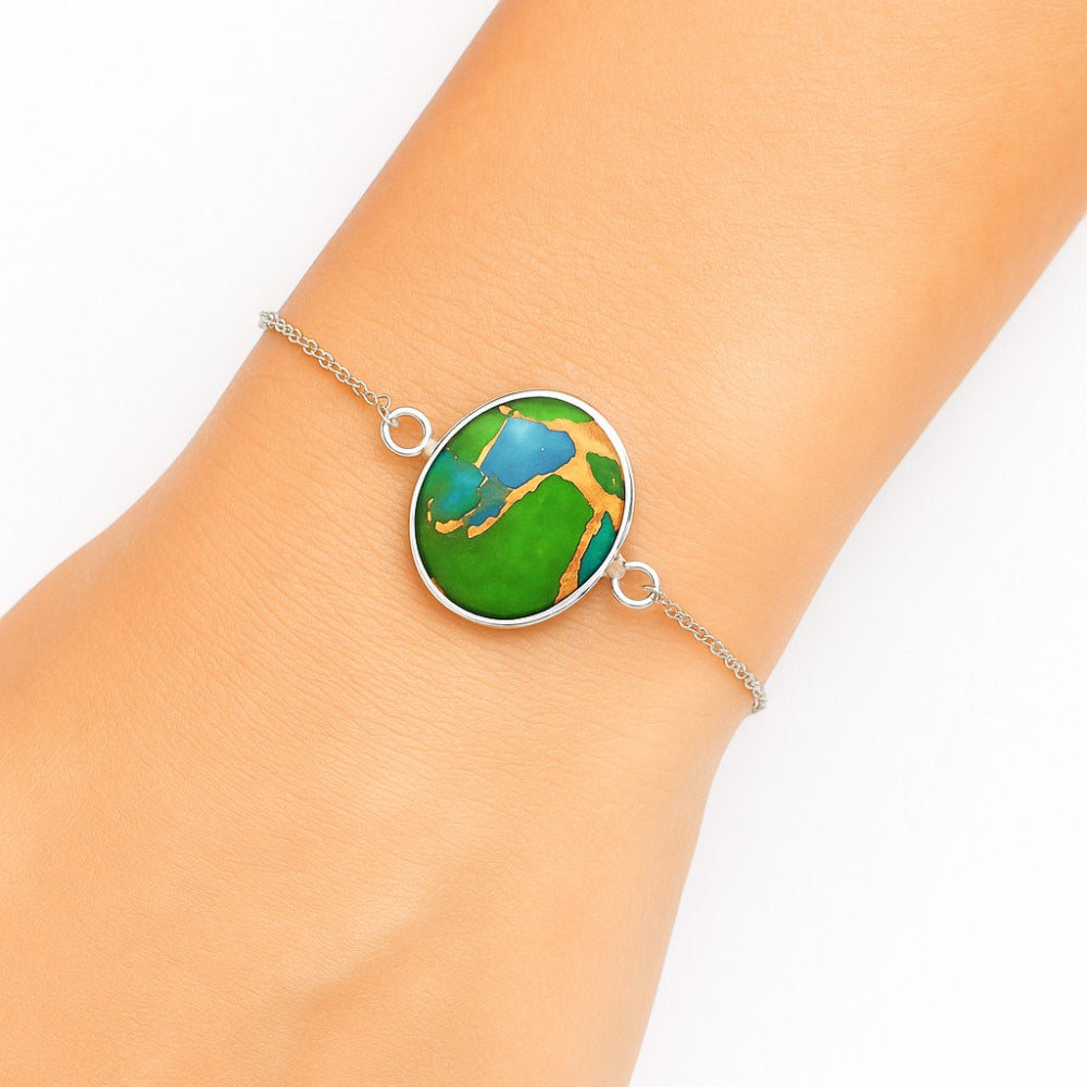 Blue Turquoise In Green Mohave - USA Bracelet B-1023 SDB2779