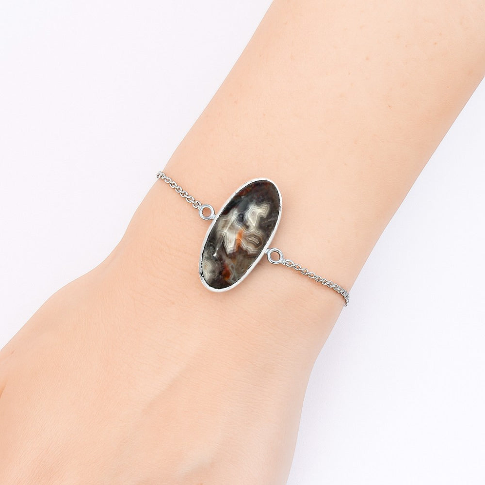 Natural Laguna Lace Agate - Mexican Bracelet B-1023 SDB2786