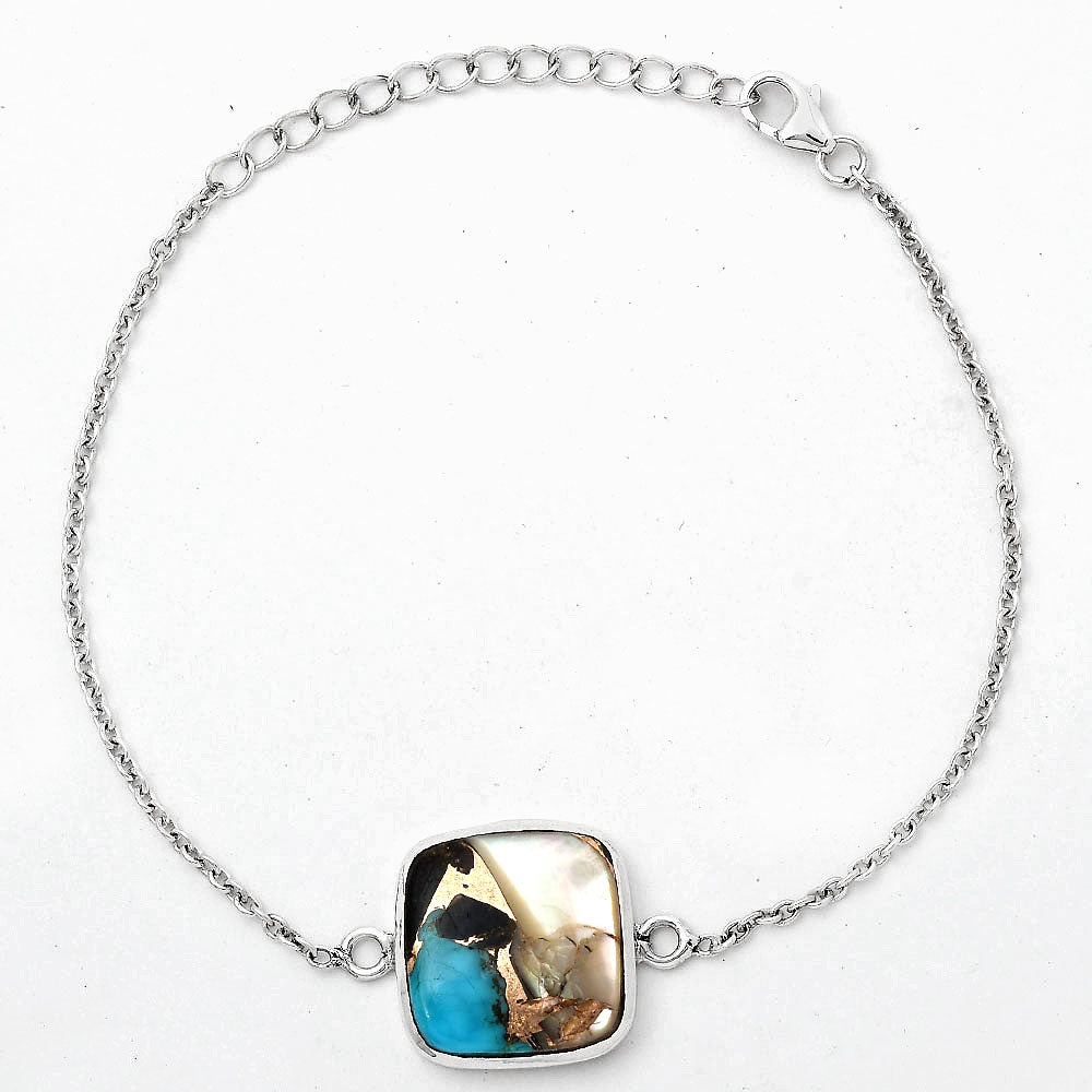 Natural Shell In Black Blue Turquoise Bracelet B-1023 SDB2816