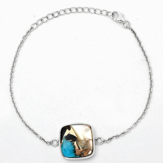 Natural Shell In Black Blue Turquoise Bracelet B-1023 SDB2816