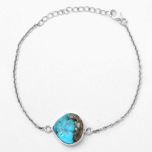 Natural Kingman Turquoise With Pyrite Bracelet B-1023 SDB2825