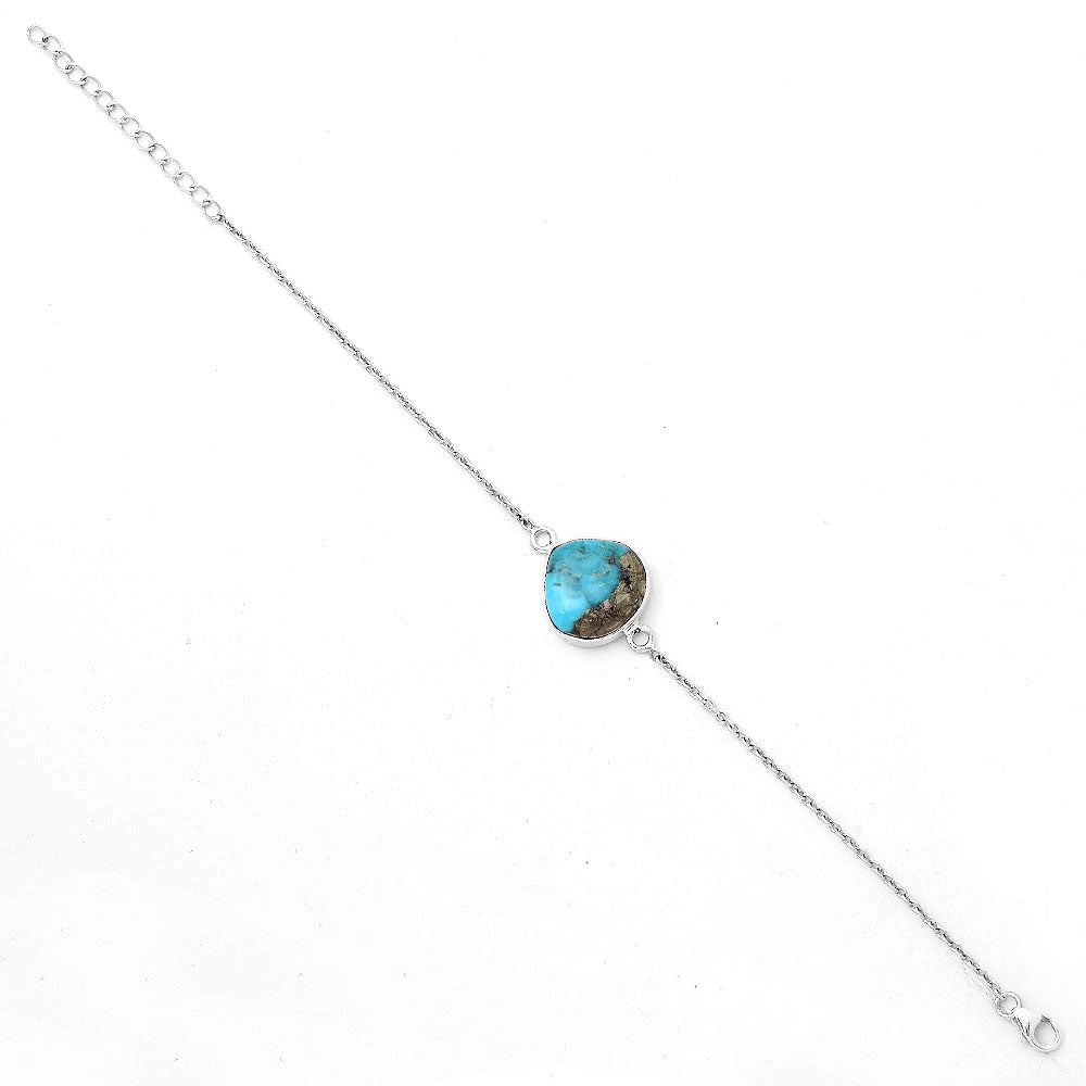 Natural Kingman Turquoise With Pyrite Bracelet B-1023 SDB2825