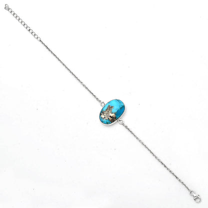 Natural Kingman Turquoise With Pyrite Bracelet B-1023 SDB2826