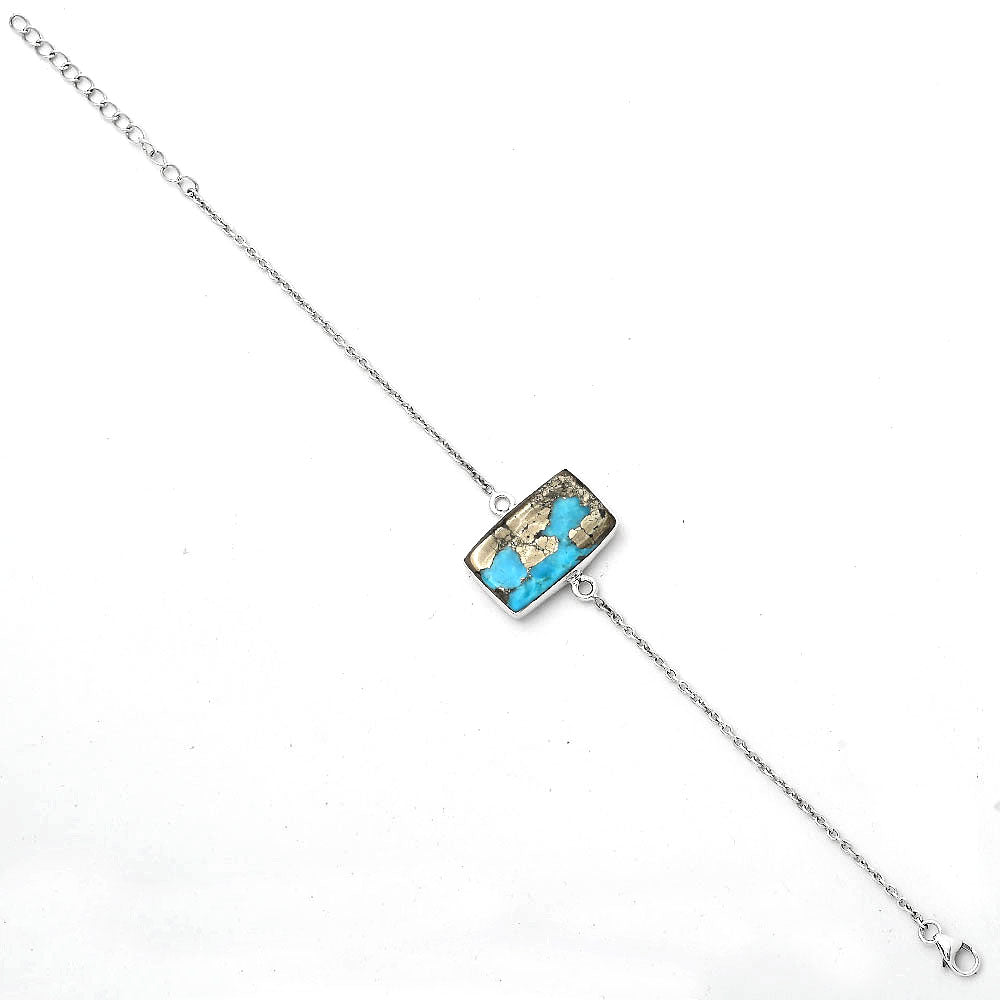 Natural Kingman Turquoise With Pyrite Bracelet B-1023 SDB2827