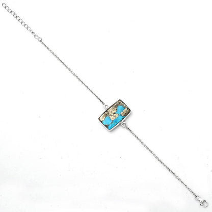Natural Kingman Turquoise With Pyrite Bracelet B-1023 SDB2827