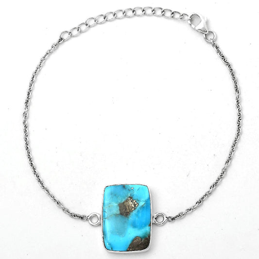 Natural Kingman Turquoise With Pyrite Bracelet B-1023 SDB2828
