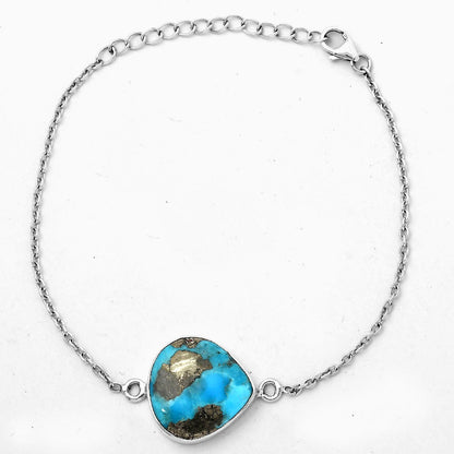Natural Kingman Turquoise With Pyrite Bracelet B-1023 SDB2836