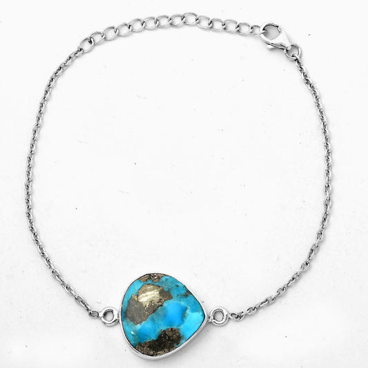 Natural Kingman Turquoise With Pyrite Bracelet B-1023 SDB2836