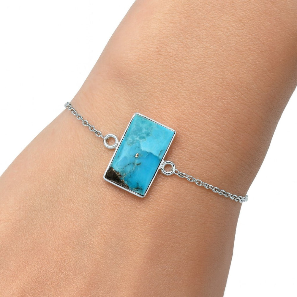 Natural Kingman Turquoise With Pyrite Bracelet B-1023 SDB2843