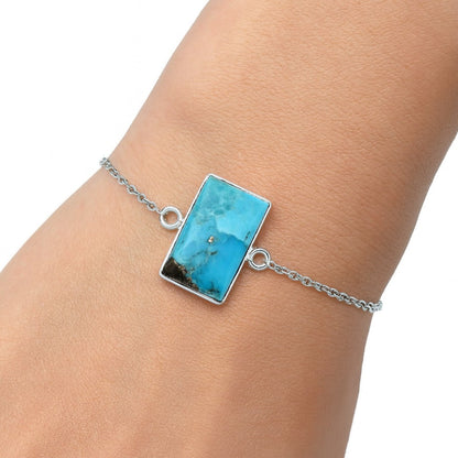 Natural Kingman Turquoise With Pyrite Bracelet B-1023 SDB2843