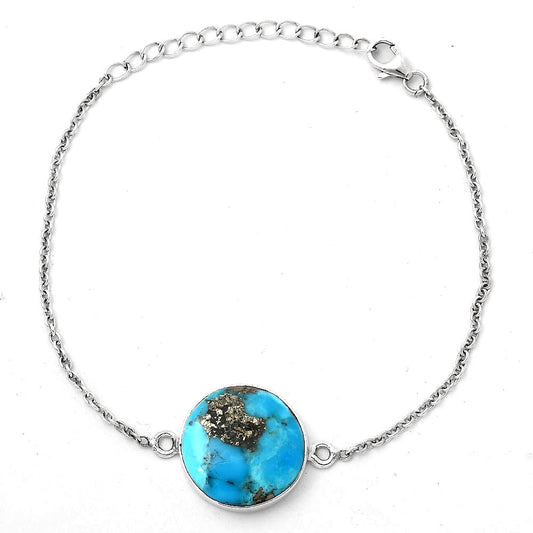 Natural Kingman Turquoise With Pyrite Bracelet B-1023 SDB2845