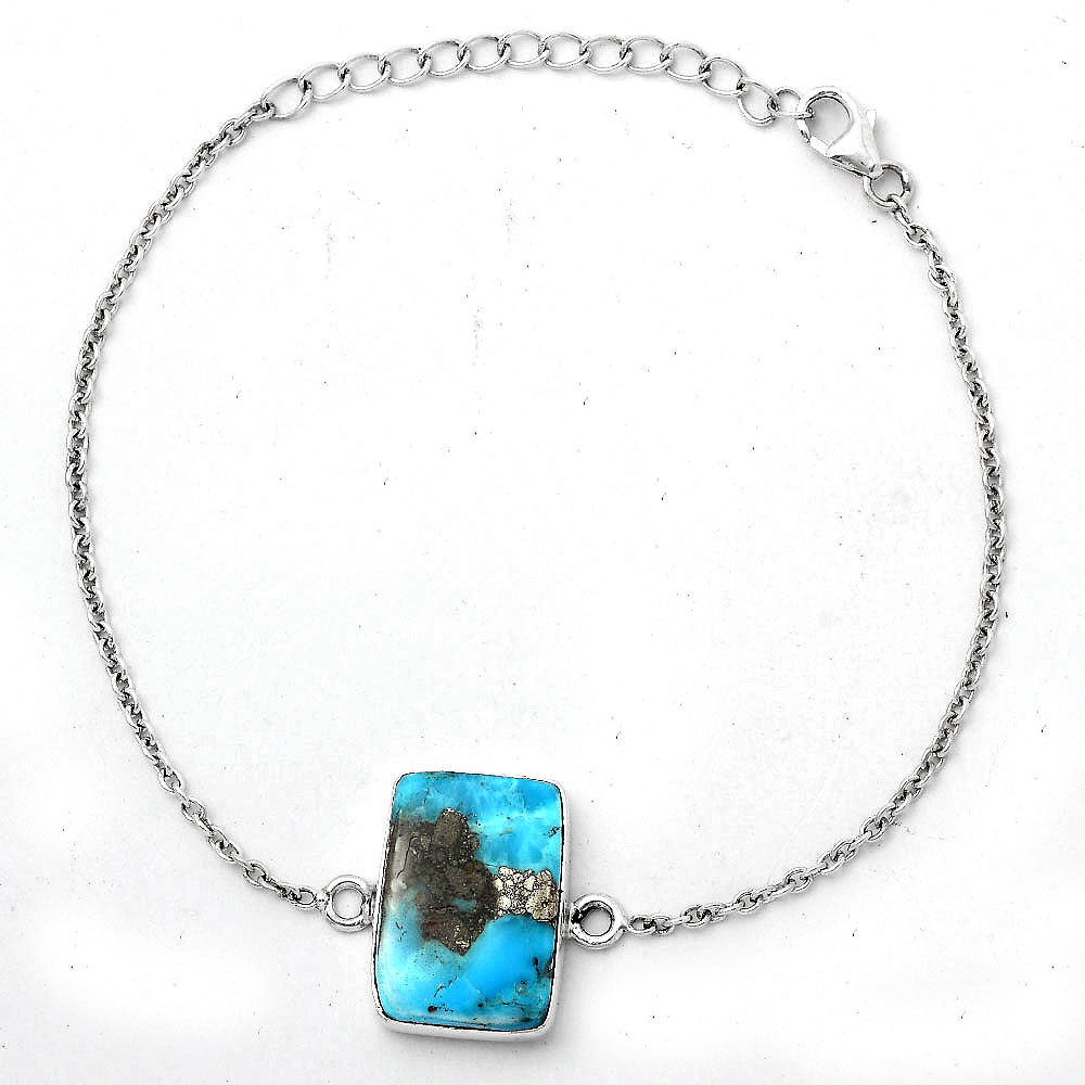 Natural Kingman Turquoise With Pyrite Bracelet B-1023 SDB2850