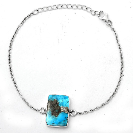 Natural Kingman Turquoise With Pyrite Bracelet B-1023 SDB2850