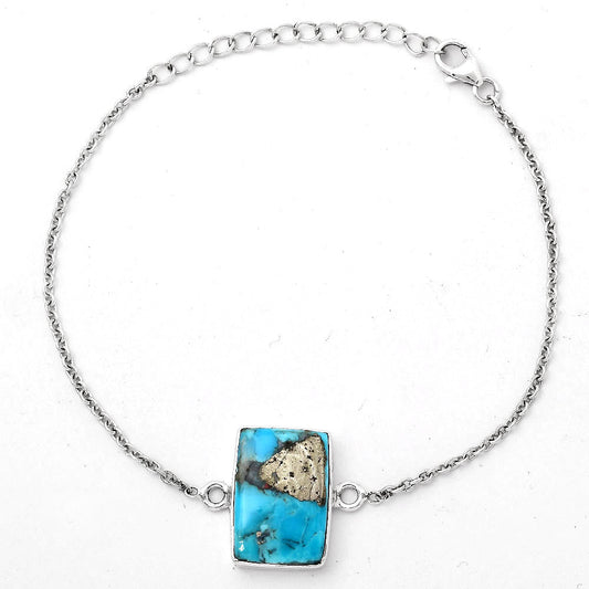 Natural Kingman Turquoise With Pyrite Bracelet B-1023 SDB2852
