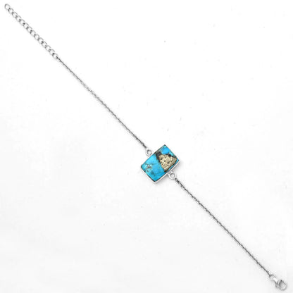 Natural Kingman Turquoise With Pyrite Bracelet B-1023 SDB2852