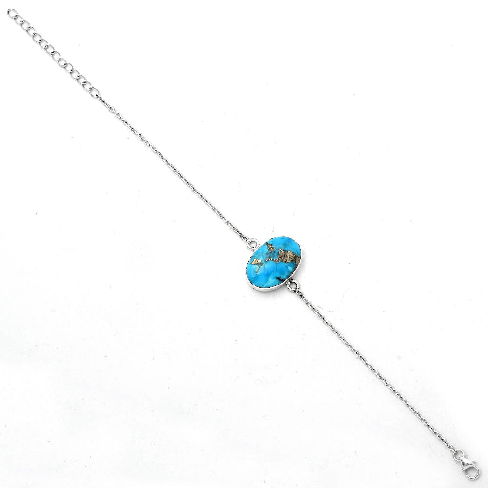 Natural Kingman Turquoise With Pyrite Bracelet B-1023 SDB2855
