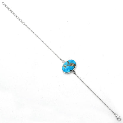 Natural Kingman Turquoise With Pyrite Bracelet B-1023 SDB2855