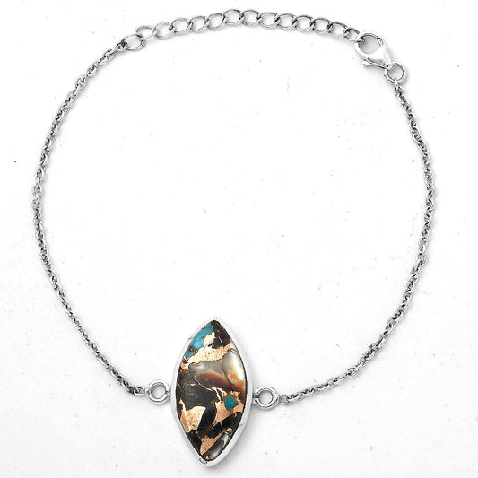 Natural Shell In Black Blue Turquoise Bracelet B-1023 SDB2869