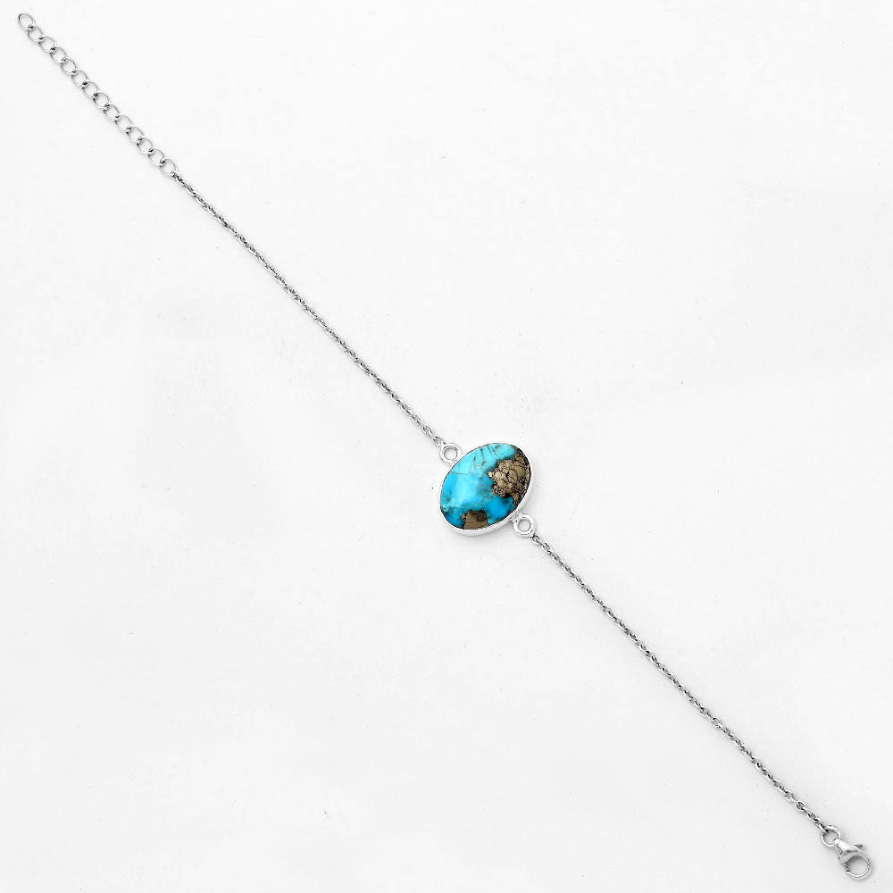 Natural Kingman Turquoise With Pyrite Bracelet B-1023 SDB2892