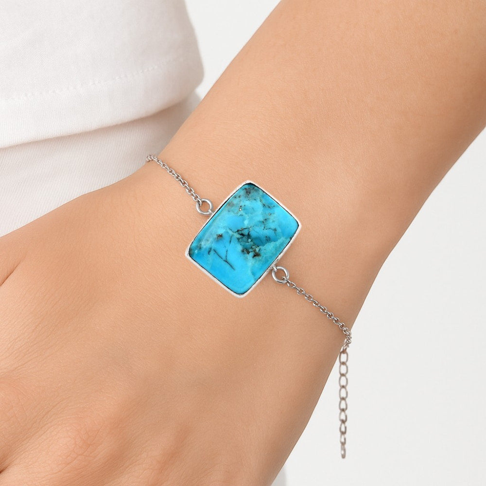 Natural Kingman Turquoise With Pyrite Bracelet B-1023 SDB2895