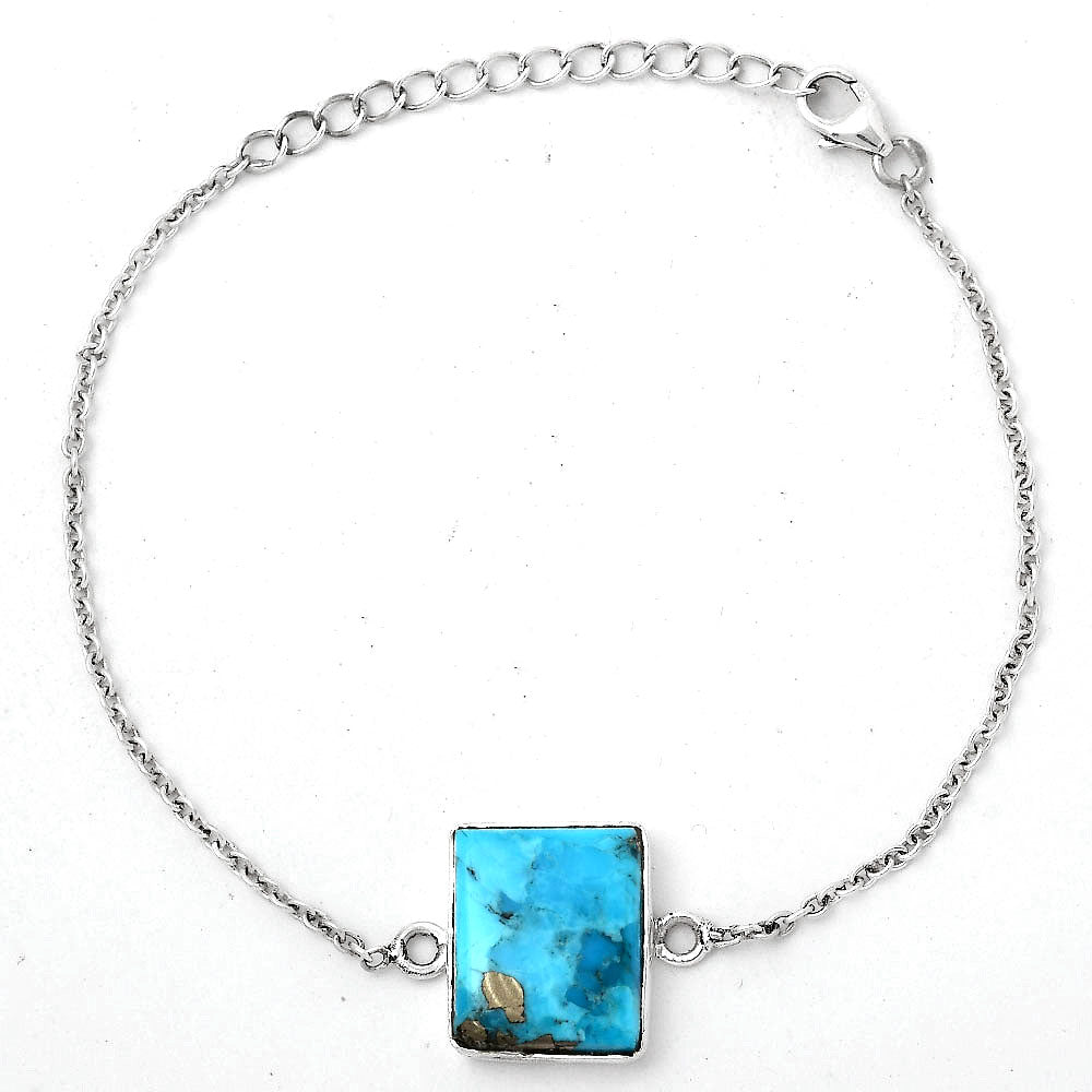 Natural Kingman Turquoise With Pyrite Bracelet B-1023 SDB2898