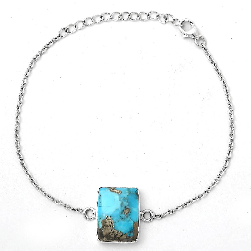 Natural Kingman Turquoise With Pyrite Bracelet B-1023 SDB2900
