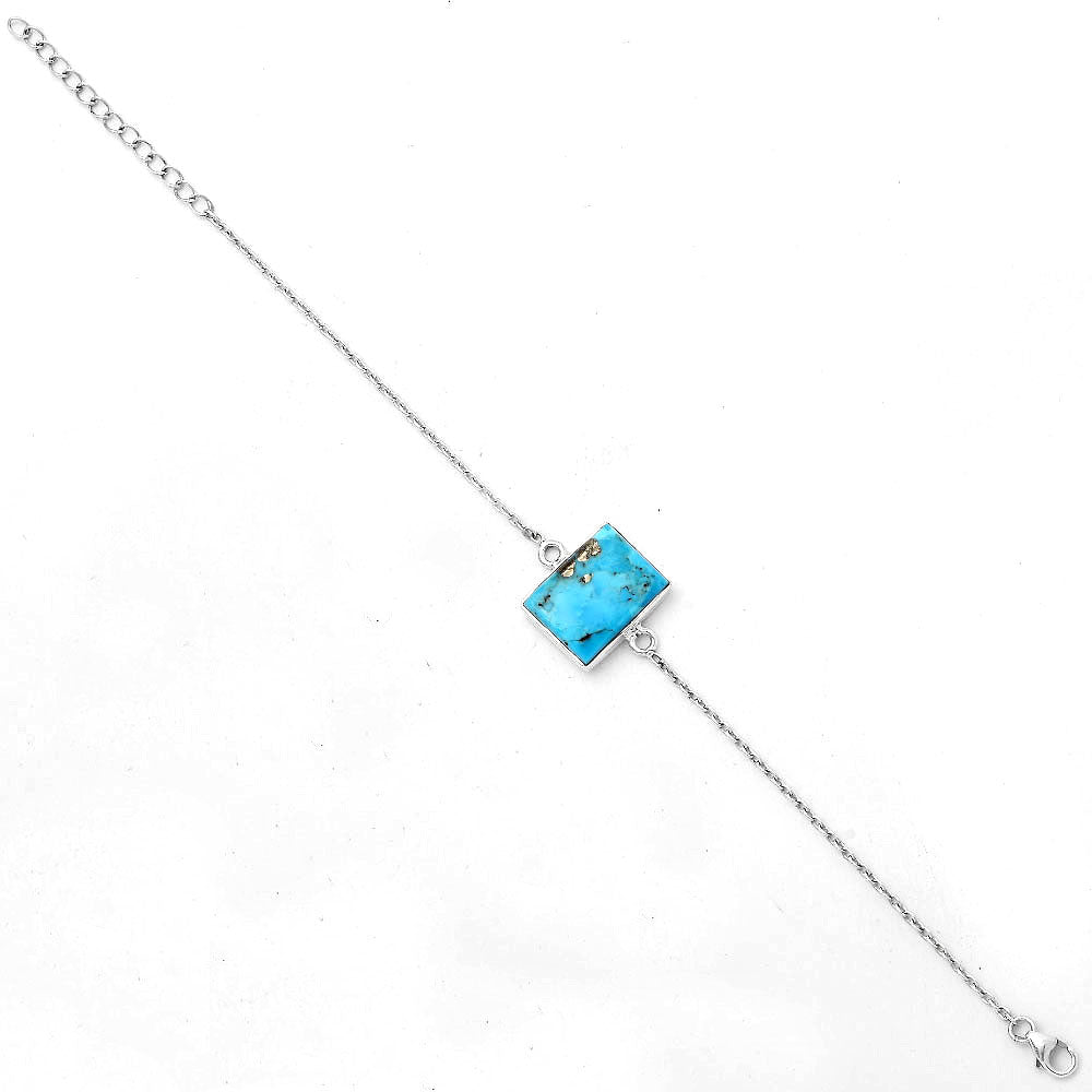 Natural Kingman Turquoise With Pyrite Bracelet B-1023 SDB2904