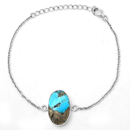 Natural Kingman Turquoise With Pyrite Bracelet B-1023 SDB2907