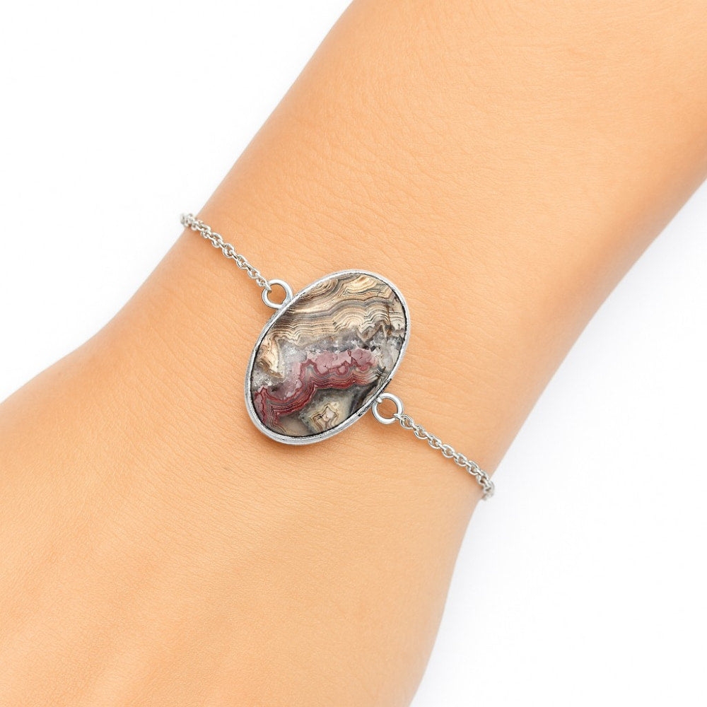 Natural Laguna Lace Agate - Mexican Bracelet B-1023 SDB2962