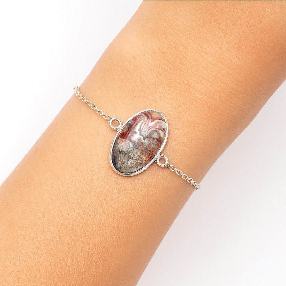 Natural Laguna Lace Agate - Mexican Bracelet B-1023 SDB2990