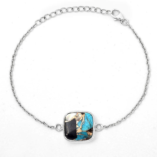 Natural Shell In Black Blue Turquoise Bracelet B-1023 SDB2993