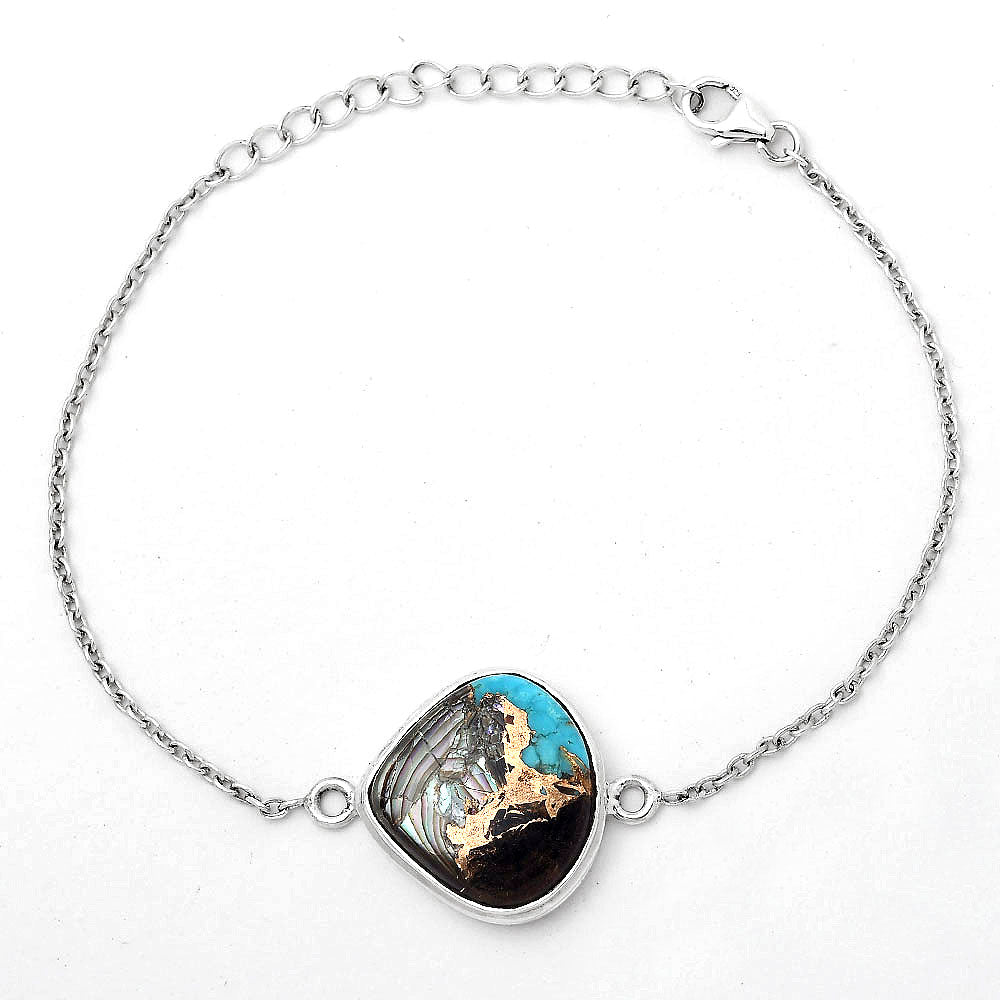Natural Shell In Black Blue Turquoise Bracelet B-1023 SDB3008