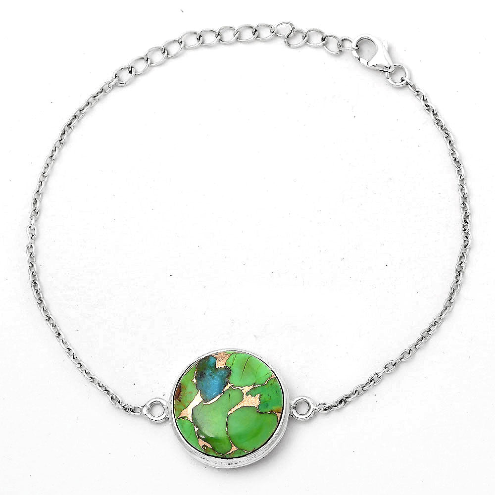 Blue Turquoise In Green Mohave - USA Bracelet B-1023 SDB3054