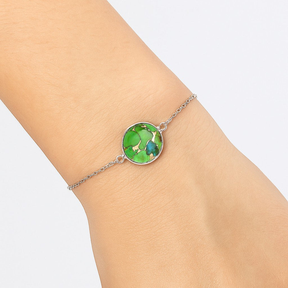 Blue Turquoise In Green Mohave - USA Bracelet B-1023 SDB3054