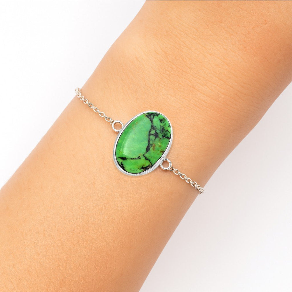 Natural Green Matrix Turquoise Bracelet B-1023 SDB3061