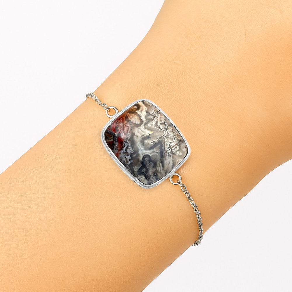 Natural Laguna Lace Agate - Mexican Bracelet B-1023 SDB3069