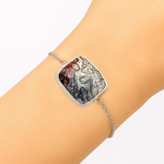 Natural Laguna Lace Agate - Mexican Bracelet B-1023 SDB3069