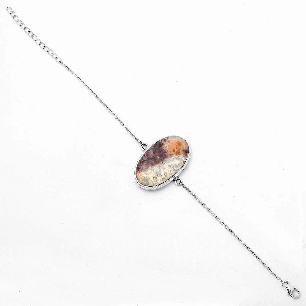 Natural Laguna Lace Agate - Mexican Bracelet B-1023 SDB3087