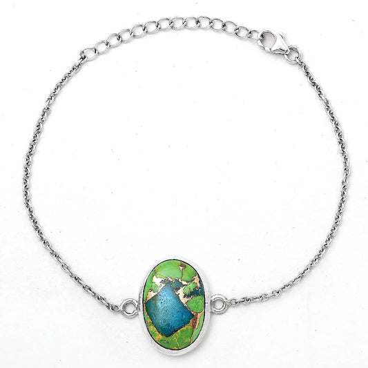 Blue Turquoise In Green Mohave - USA Bracelet B-1023 SDB3139