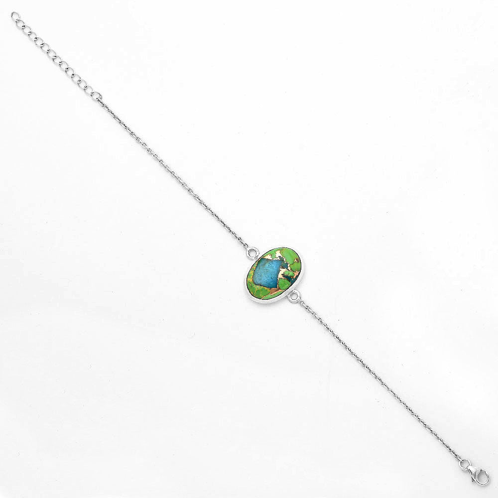 Blue Turquoise In Green Mohave - USA Bracelet B-1023 SDB3139