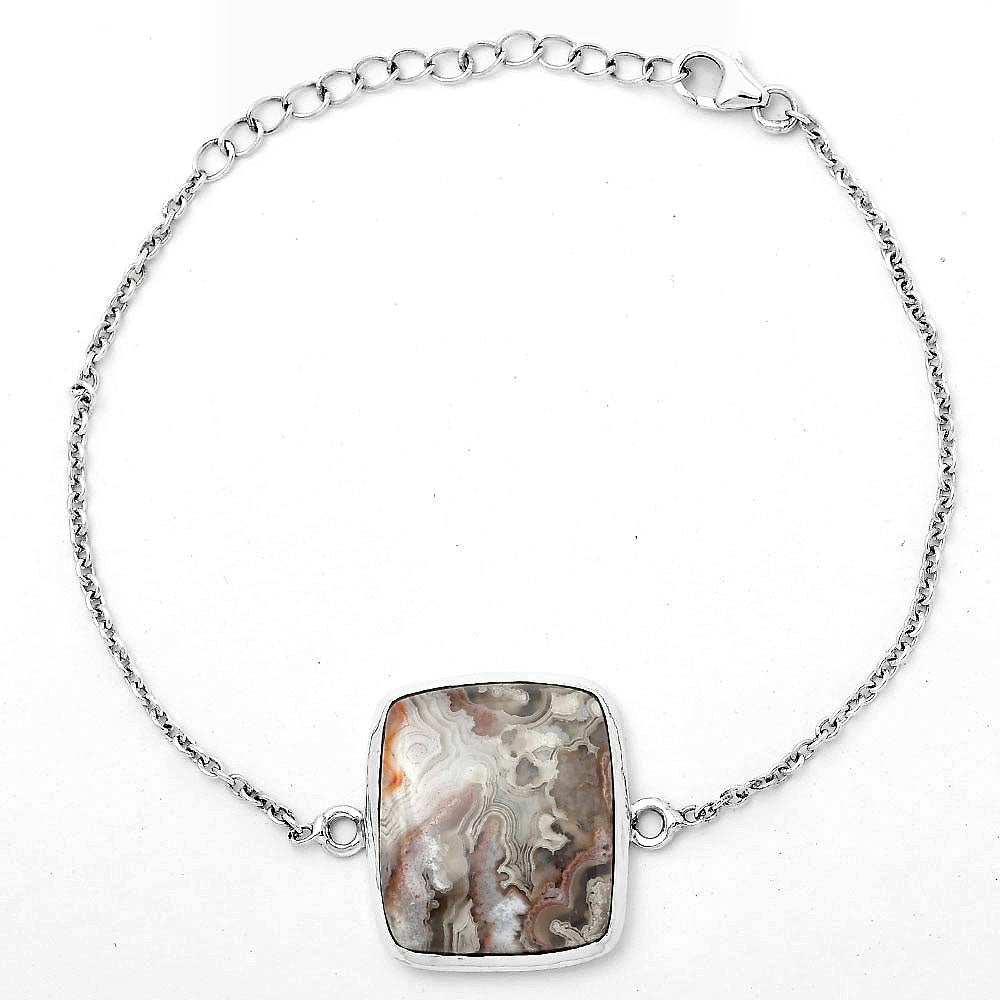 Natural Laguna Lace Agate - Mexican Bracelet B-1023 SDB3154