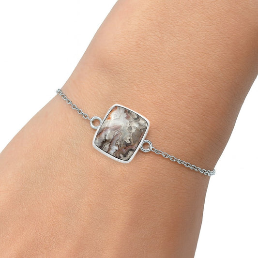 Natural Laguna Lace Agate - Mexican Bracelet B-1023 SDB3154