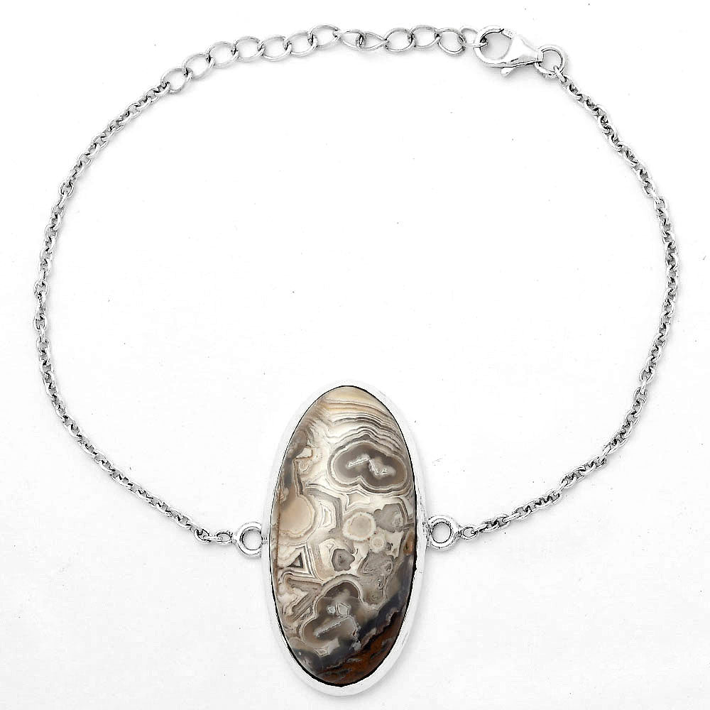 Natural Laguna Lace Agate - Mexican Bracelet B-1023 SDB3162