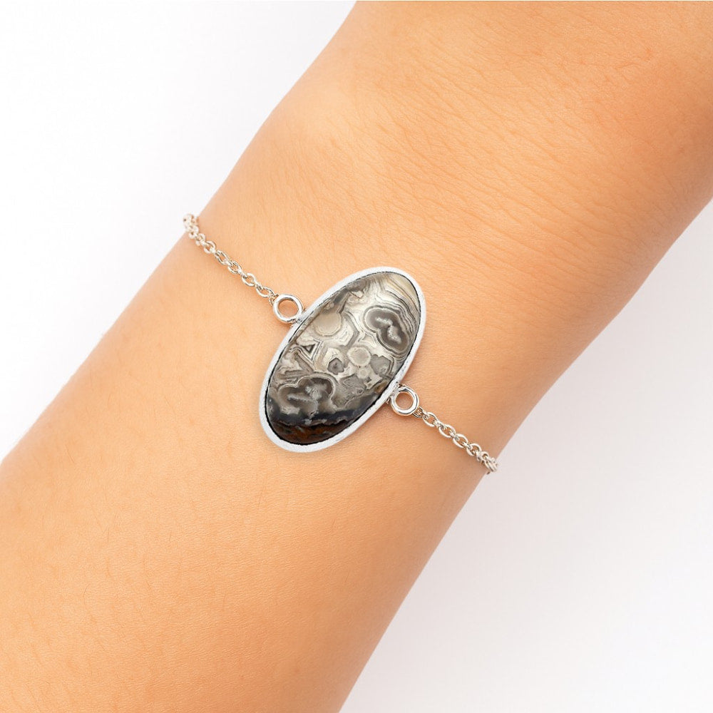 Natural Laguna Lace Agate - Mexican Bracelet B-1023 SDB3162