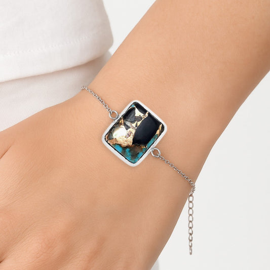 Natural Shell In Black Blue Turquoise Bracelet B-1023 SDB3168