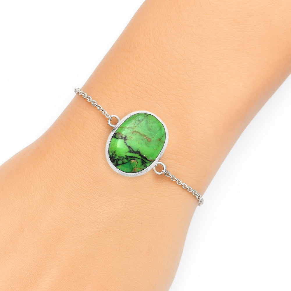 Natural Green Matrix Turquoise Bracelet B-1023 SDB3214