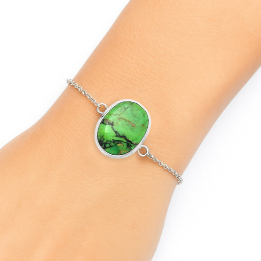 Natural Green Matrix Turquoise Bracelet B-1023 SDB3214